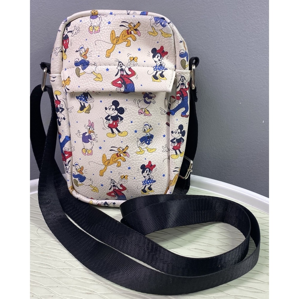 Walt Disney Buckle Down Women's Crossbody Purse Mickey/Minnie/Donald 7.5x5x2"